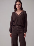 MAGLIONE FONDENTE CON PIZZO