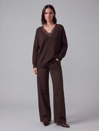 MAGLIONE FONDENTE CON PIZZO