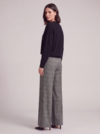 PANTALONI PALAZZO TWEED GRIGIO CON PAILLETTES