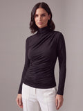 TOP NERO IN JERSEY DRAPPEGGIATO