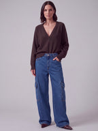 JEANS CARGO WIDE LEG BLU
