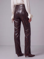 PANTALONI ECOPELLE PITONATI DARK BROWN