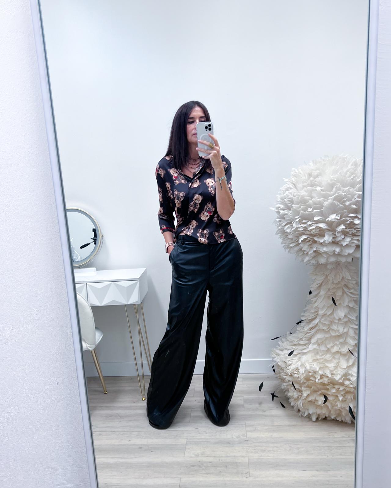 PANTALONI IN ECOPELLE A PALAZZO