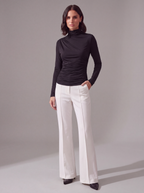 TOP NERO IN JERSEY DRAPPEGGIATO