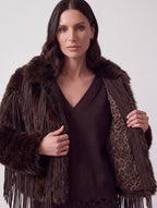 CAPPOTTO ECOPELLICCIA MORO CON FRANGE