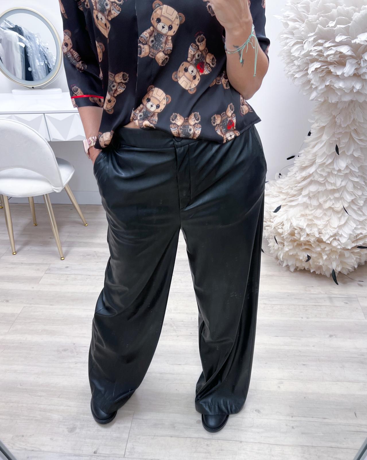 PANTALONI IN ECOPELLE A PALAZZO