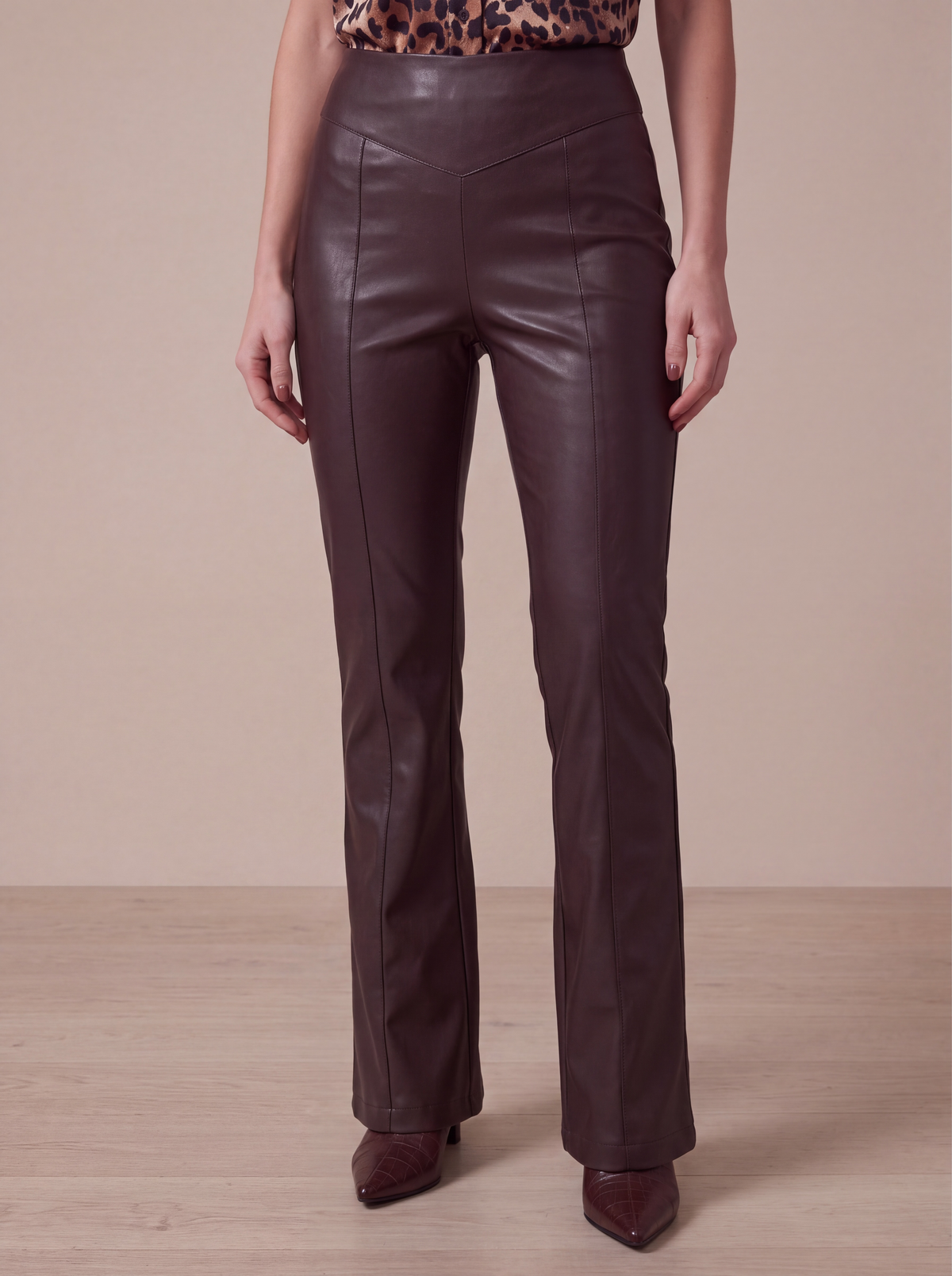 PANTALONI ECOPELLE DARK BROWN