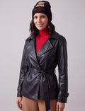 GIACCA TRENCH NERA IN ECOPELLE