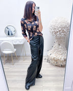 PANTALONI IN ECOPELLE A PALAZZO