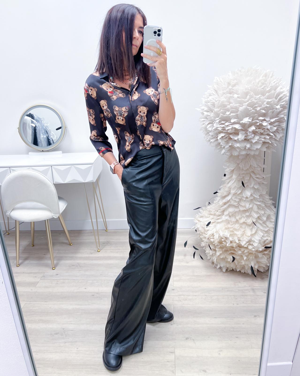 PANTALONI IN ECOPELLE A PALAZZO