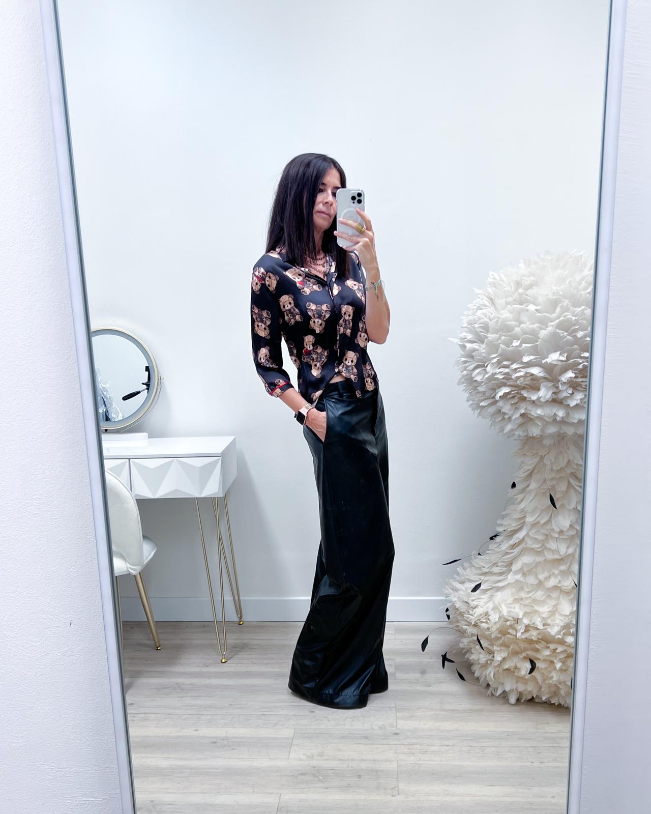 PANTALONI IN ECOPELLE A PALAZZO