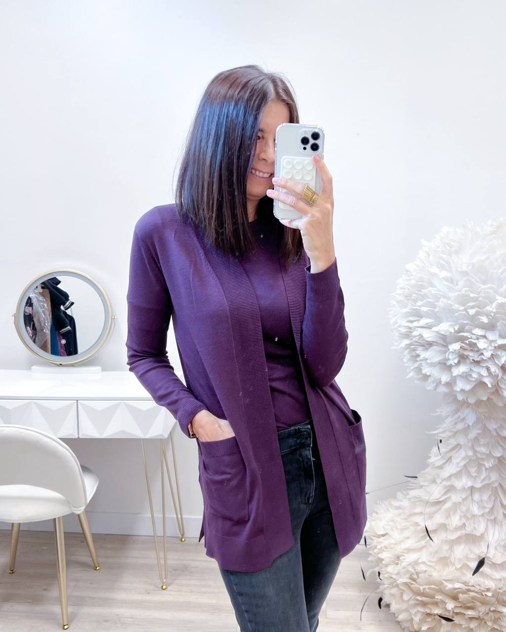 CARDIGAN BASIC PLUM