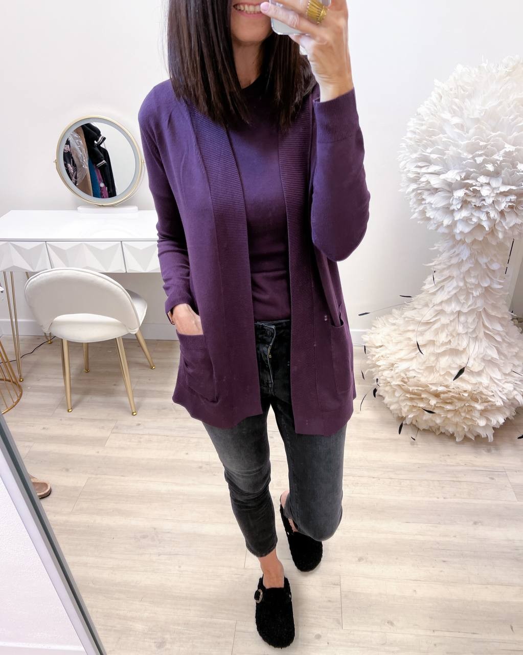 CARDIGAN BASIC PLUM