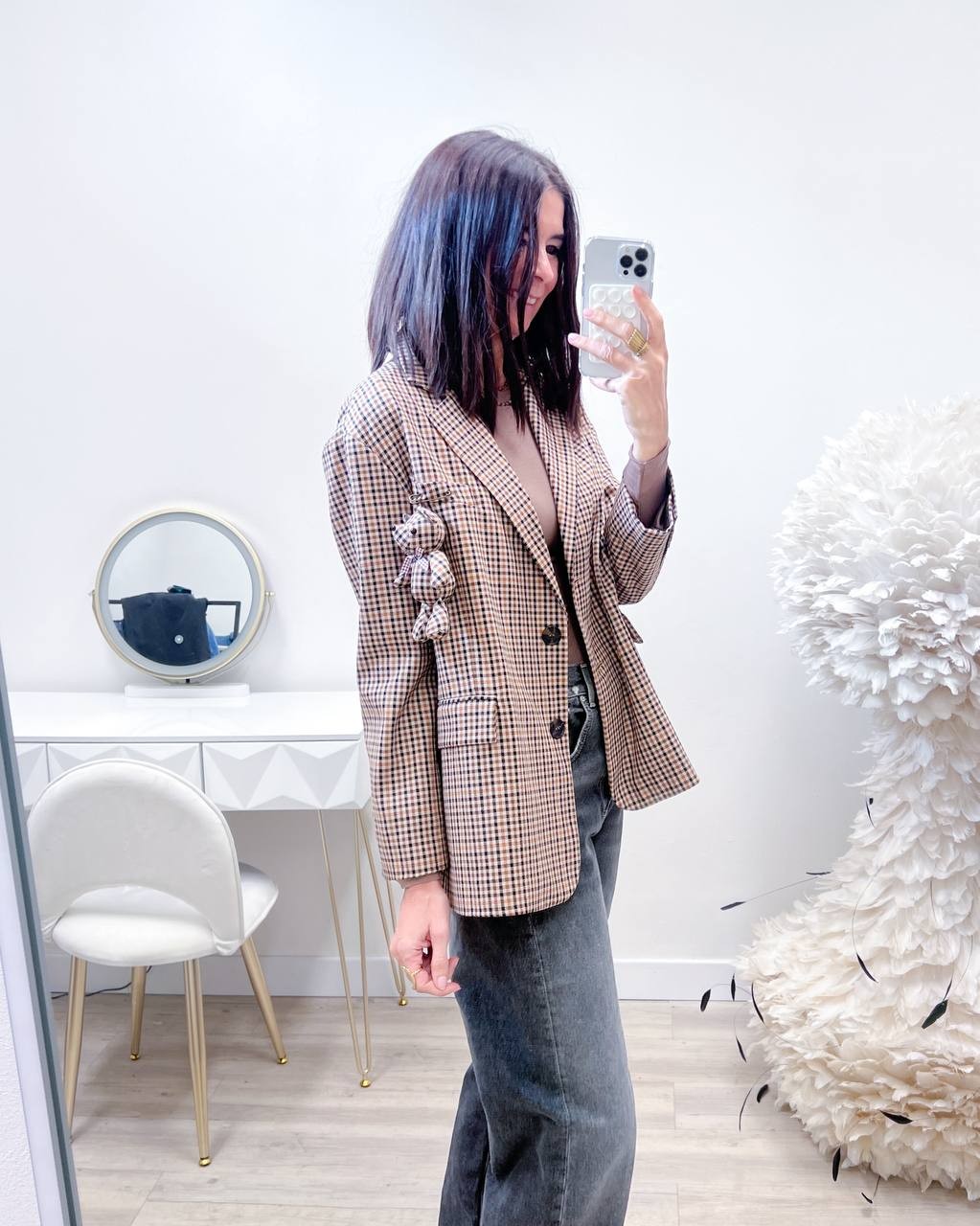 BLAZER  A QUADRI SPILLA ORSETTO