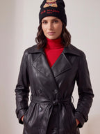 GIACCA TRENCH NERA IN ECOPELLE