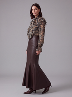 GONNA LUNGA IN ECOPELLE DARK BROWN