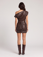 ABITO TUBINO IN ECOPELLE DARK BROWN