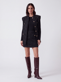 GILET LUNGO NERO IN MAGLIA LUREX CON BOTTONI GIOIELLO