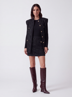 GILET LUNGO NERO IN MAGLIA LUREX CON BOTTONI GIOIELLO
