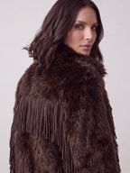 CAPPOTTO ECOPELLICCIA MORO CON FRANGE
