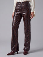 PANTALONI ECOPELLE PITONATI DARK BROWN