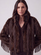 CAPPOTTO ECOPELLICCIA MORO CON FRANGE