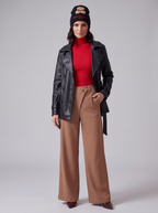 GIACCA TRENCH NERA IN ECOPELLE