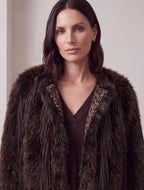 CAPPOTTO ECOPELLICCIA MORO CON FRANGE