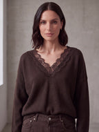 MAGLIONE FONDENTE CON PIZZO