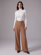 PANTALONI PALAZZO CAMMELLO A VITA ALTA