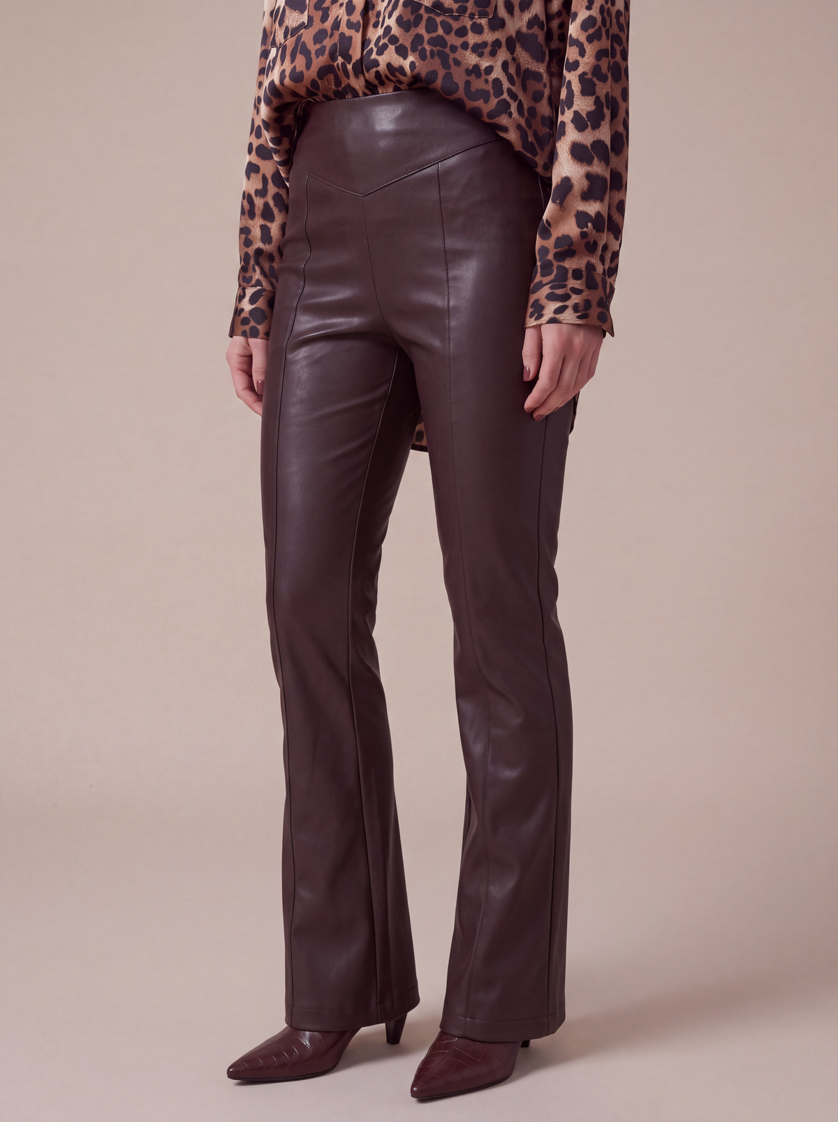 PANTALONI ECOPELLE DARK BROWN