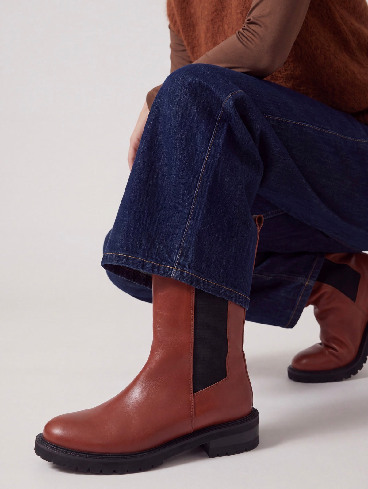STIVALE CHELSEA IN PELLE CUOIO