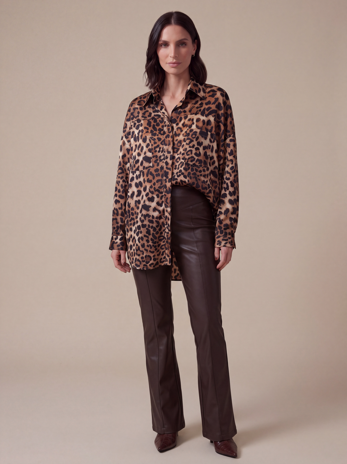 PANTALONI ECOPELLE DARK BROWN