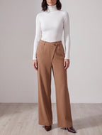 PANTALONI PALAZZO CAMMELLO A VITA ALTA