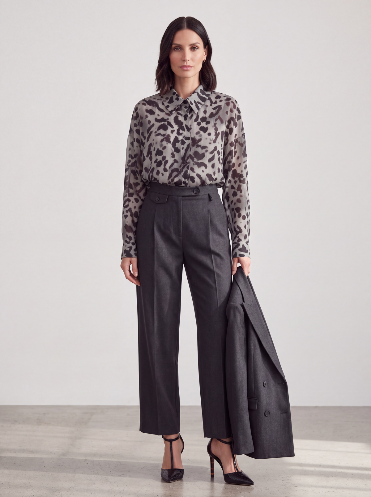 CAMICIA ANIMALIER GRIGIO E BORDEAUX