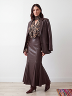 GONNA LUNGA IN ECOPELLE DARK BROWN