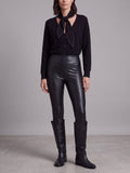 LEGGINGS EFFETTO PELLE NERI A VITA ALTA