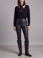 LEGGINGS EFFETTO PELLE NERI A VITA ALTA