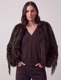 CAPPOTTO ECOPELLICCIA MORO CON FRANGE