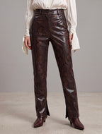 PANTALONI ECOPELLE PITONATI DARK BROWN