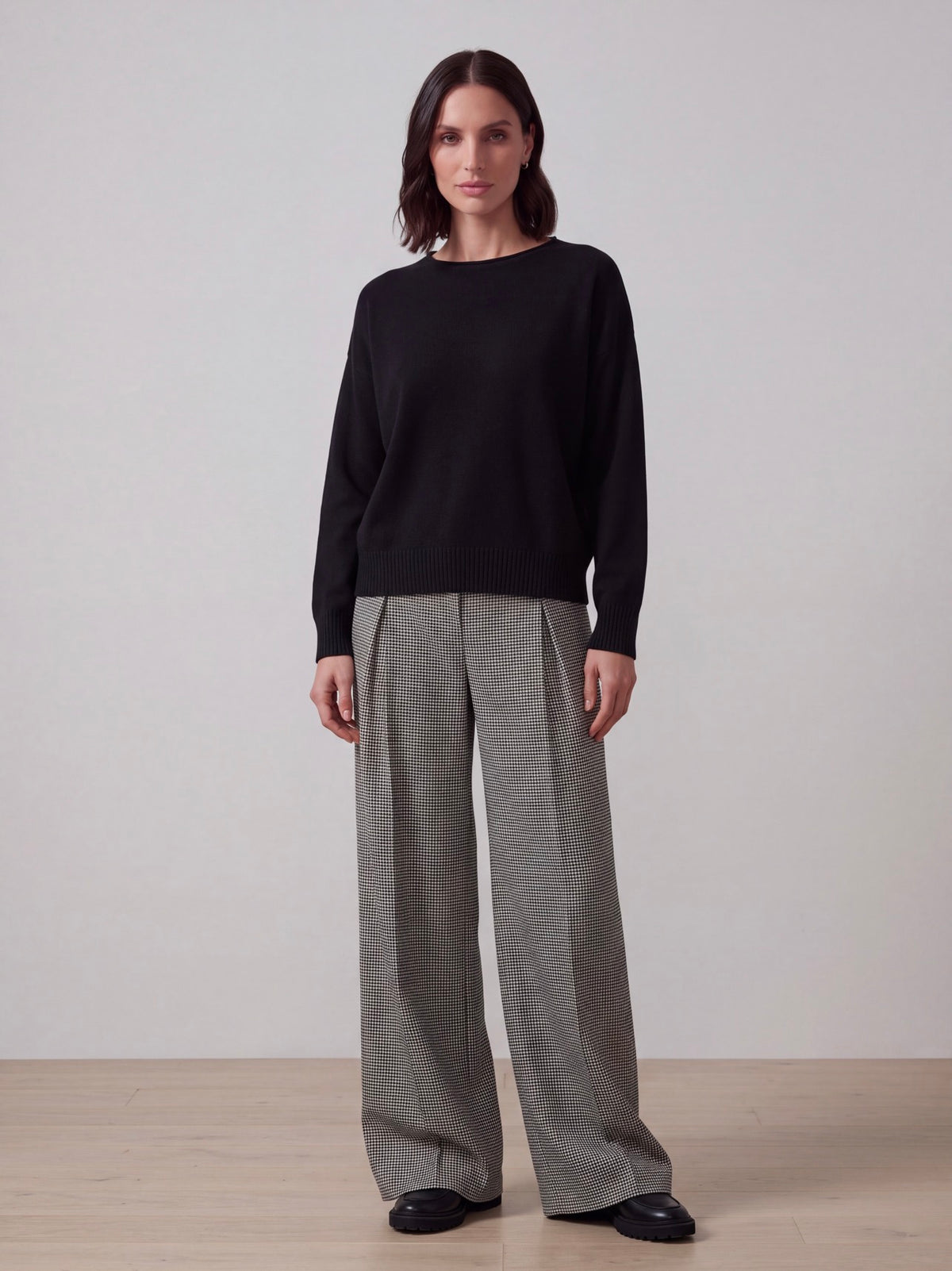 PANTALONI PALAZZO PIED DE POULE