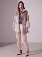 ECOPELLICCIA PATCHWORK BEIGE E GRIGIO