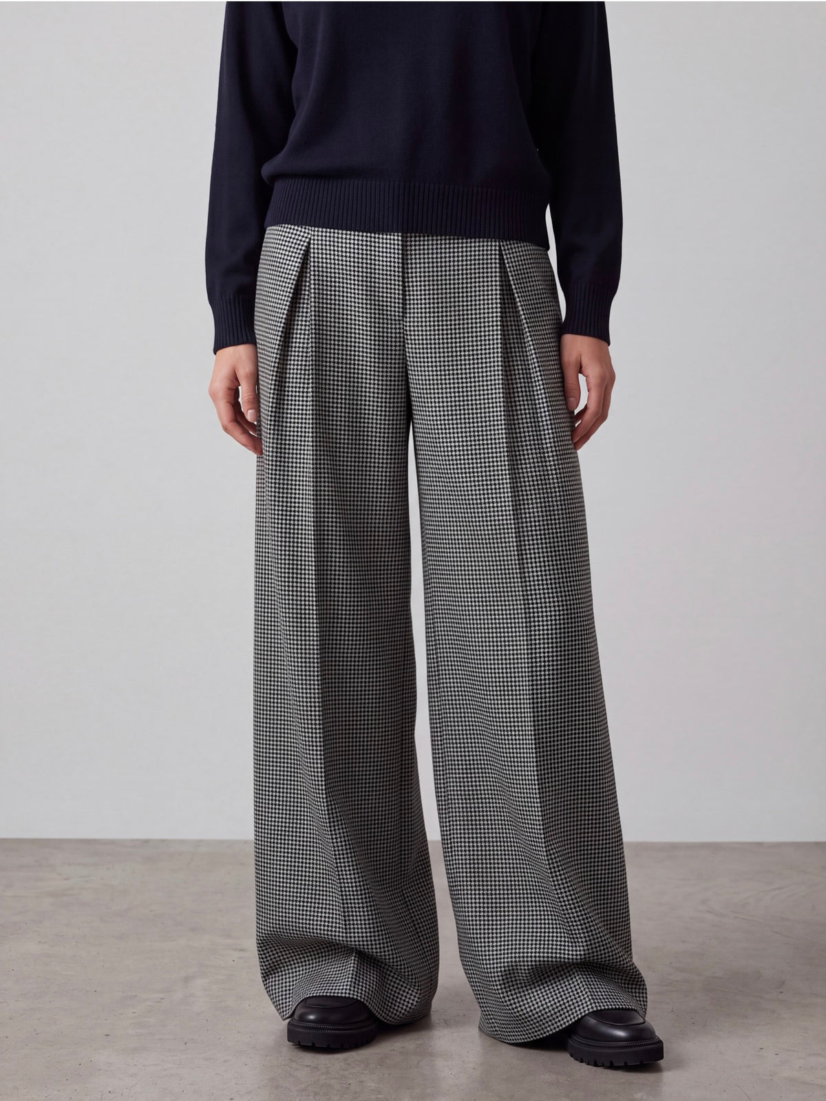 PANTALONI PALAZZO PIED DE POULE