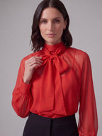 CAMICIA ROSSA SEMITRASPARENTE