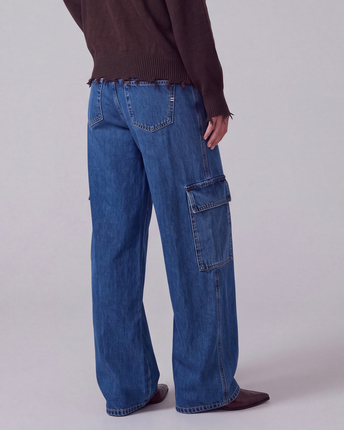JEANS CARGO WIDE LEG BLU