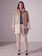 ECOPELLICCIA PATCHWORK BEIGE E GRIGIO
