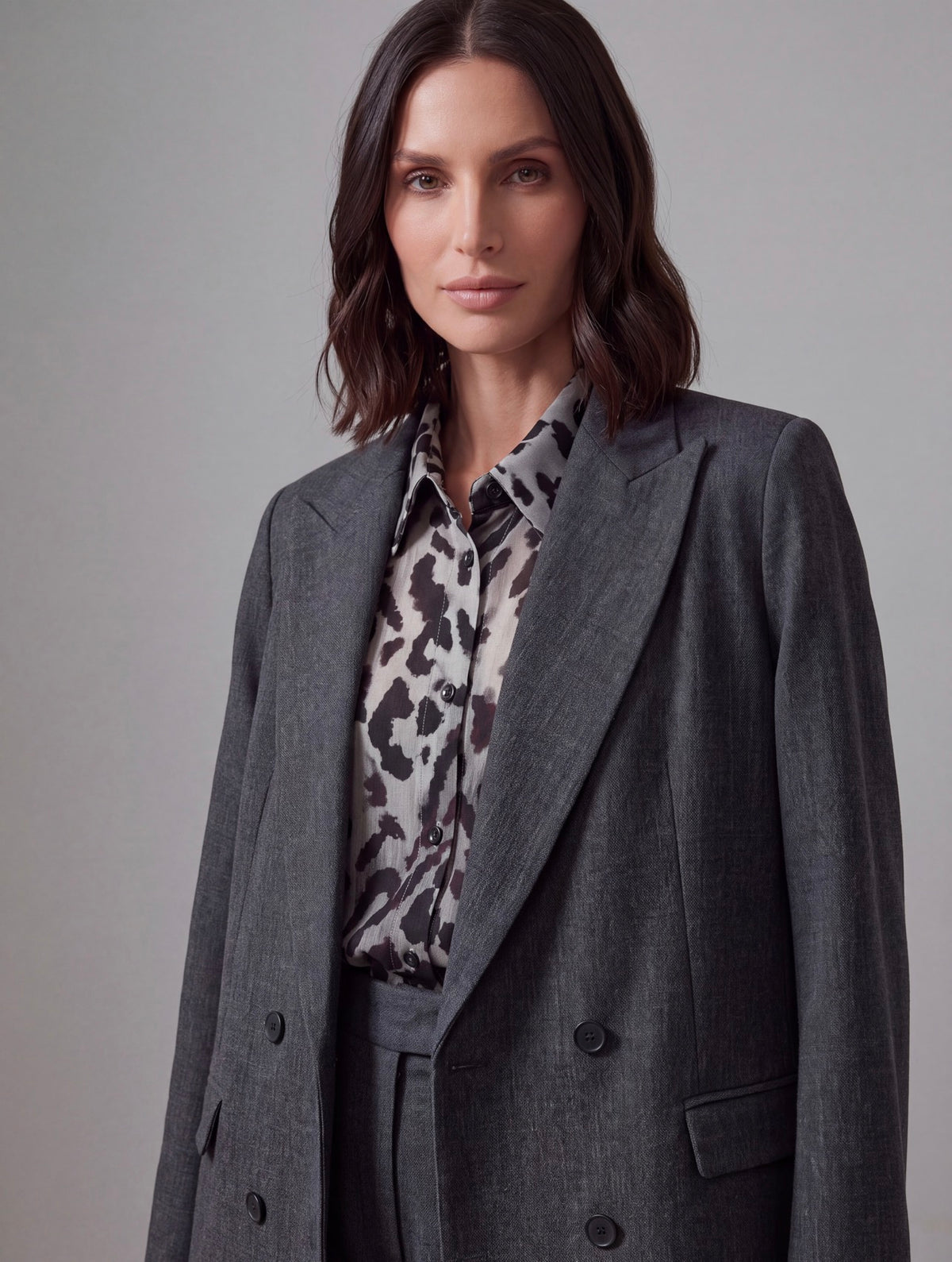 CAMICIA ANIMALIER GRIGIO E BORDEAUX