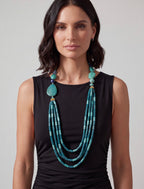 COLLANA MULTIFILO WOOD AZZURRO