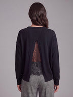MAGLIA NERA CON PIZZO SUL RETRO