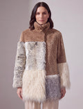 ECOPELLICCIA PATCHWORK BEIGE E GRIGIO